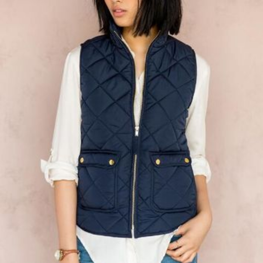 Quinn quilted puffer vest navy blue size S